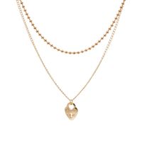 New Alloy Necklace Simple Fashion Golden Heart-shaped Clavicle Necklace Two-piece Wholesale Nihaojewelry sku image 1
