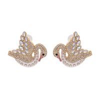 New Product Creative Full Diamond Swan Earrings New Animal Earrings Wholesale Nihaojewelry sku image 1