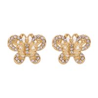 Korea New Hollow Inlaid Rhinestone Butterfly Temperament Earrings Super Fairy Wholesale Nihaojewelry sku image 2