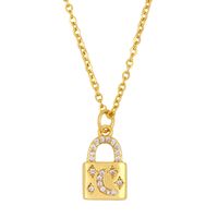 Korea Star Moon Key Lock Necklace Simple Wild Personality Couple Diamond-plated Necklace Wholesale Nihaojewelry sku image 1