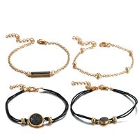 New Jewelry Fashion Geometric Round Turquoise Bracelet Braided Wire Bracelet 4 Piece Set Wholesale Nihaojewelry sku image 1
