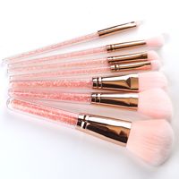 7 Pieces Crystal Makeup Brushes Diamond Plastic Handle Artificial Fiber Pink Bag Makeup Tools Wholesale Nihaojewelry main image 3