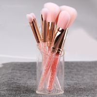 7 Pieces Crystal Makeup Brushes Diamond Plastic Handle Artificial Fiber Pink Bag Makeup Tools Wholesale Nihaojewelry main image 4