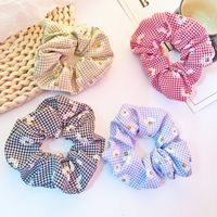 Fresh Plaid Small Daisy Hair Ring Sweet Ball Head  Hair Rope Simple Rubber Band Tie Head Rope Wholesale Nihaojewelry main image 1