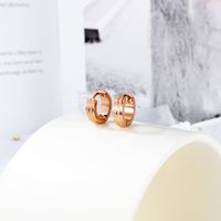 New Personalized Earrings Personalized Fashion Stainless Steel Rose Gold Groove Frosted Earrings Wholesale Nihaojewelry main image 5