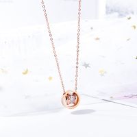 New Stainless Steel Fashion Transfer Double Ring Necklace Clavicle Chain Simple Pendant Wild Necklace Jewelry Wholesale Nihaojewelry main image 5