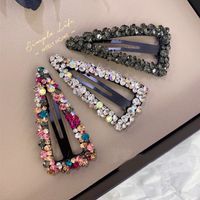 Korean Rhinestone Bb Hairpin No Trace Crystal Hollow Water Drop Square Triangle Super Flash Bangs Hairpin Hair Accessories Wholesale Nihaojewelry main image 3