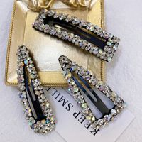 Korean Rhinestone Bb Hairpin No Trace Crystal Hollow Water Drop Square Triangle Super Flash Bangs Hairpin Hair Accessories Wholesale Nihaojewelry main image 5