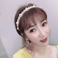 Korean Fashion Pearl Hair Band French Crystal Flower Baroque Bride Thin Headband   Wholesale Nihaojewelry main image 6