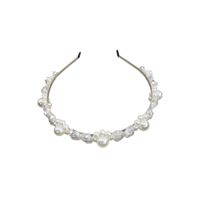 Korean Fashion Pearl Hair Band French Crystal Flower Baroque Bride Thin Headband   Wholesale Nihaojewelry main image 3