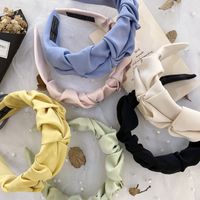 Korean Fold Headband Candy Solid Color Wide Edge Knotted Face Wash Headband Simple Hair Hole Head Band Wholesale Nihaojewelry main image 2