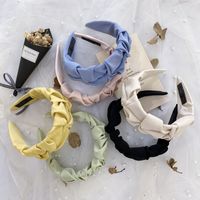 Korean Fold Headband Candy Solid Color Wide Edge Knotted Face Wash Headband Simple Hair Hole Head Band Wholesale Nihaojewelry main image 5
