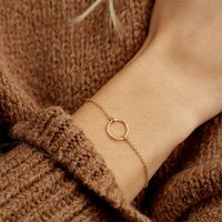 Stainless Steel Bracelet Fashion Simple Hollow Round Bracelet Gold Plated Jewelry Wholesale Nihaojewelry main image 1
