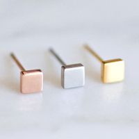 1 Pair Simple Style Geometric Square 316 Stainless Steel  14K Gold Plated Ear Studs main image 1