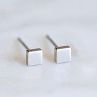 1 Pair Simple Style Geometric Square 316 Stainless Steel  14K Gold Plated Ear Studs main image 2