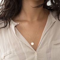 Fashion Jewelry Simple Gold Round Pendant Short Stainless Steel Necklace Clavicle Chain Wholesale Nihaojewelry main image 1