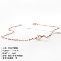 Fashion Explosion Accessories Simple Single Pearl Bracelet Stainless Steel Rose Gold Bracelet Wholesale Nihaojewelry main image 3