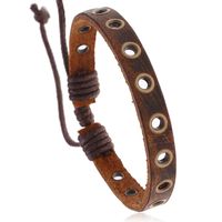 Jewelry Wholesale Vintage Brown Steam Eye Cowhide Bracelet Men Woven Leather Bracelet Wholesale Nihaojewelry main image 1