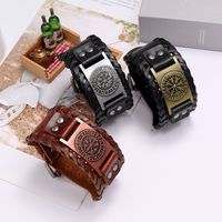 Hot Sale Leather Bracelet Retro Woven Compass Men's Leather Bracelet Wholesale Nihaojewelry main image 4
