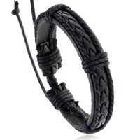 Grenz Überschreitende E-commerce-versorgung, Schmuck Großhandel, Hersteller Großhandel Retro Rindsleder Armband Herren Gewebtes Leder Armband main image 2