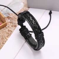 Grenz Überschreitende E-commerce-versorgung, Schmuck Großhandel, Hersteller Großhandel Retro Rindsleder Armband Herren Gewebtes Leder Armband main image 4