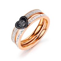 Black Love Full Diamond Ring Explosion Models Stainless Steel Rose Gold Ring Wholesale Nihaojewelry sku image 1