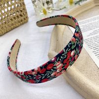 Retro Floral Plaid Hairband  South Korea Wild Fashion Pure Color Wash Face Wide-brimmed Headband Hair Cave Hair Accessories Hair Bundle Wholesale Nihaojewelry sku image 5