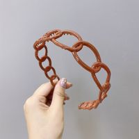 South Korea Simple Hair Hoop Net Red Candy Solid Color Plastic Chain Wide Side Anti-skid Wave Hair Hole Hair Accessories Wholesale Nihaojewelry sku image 5