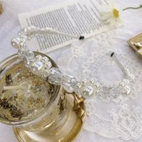 Korean Fashion Pearl Hair Band French Crystal Flower Baroque Bride Thin Headband   Wholesale Nihaojewelry sku image 1