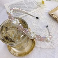 Korean Fashion Pearl Hair Band French Crystal Flower Baroque Bride Thin Headband   Wholesale Nihaojewelry sku image 4