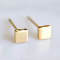 1 Pair Simple Style Geometric Square 316 Stainless Steel  14K Gold Plated Ear Studs sku image 2