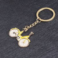Fashion Simple New Keychain  Personality Cartoon Creative Bicycle Small Yellow Car Alloy Drop Oil Keychain Nihaojewelry Wholesale main image 3