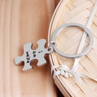 Fashion Simple New  Stitching Lettering I Love Weird I Am Weird Puzzle Lettering Keychain Pendant Nihaojewelry Wholesale main image 4