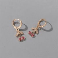 New Fashion Cute  Cherry Earrings Personality Diamond Small Fresh Fruit  Copper Earrings Nihaojewelry Wholesale main image 4