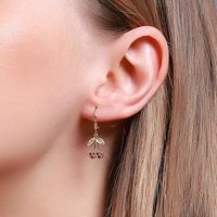 New Fashion Cute  Cherry Earrings Personality Diamond Small Fresh Fruit  Copper Earrings Nihaojewelry Wholesale main image 5