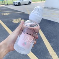 Mori Pacifier Glass Bottle Baby Girl Heart Cute Bear Printed Water Cup Female Student  Portable Water Cup Nihaojewelry Wholesale main image 4
