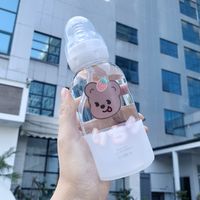 Mori Pacifier Glass Bottle Baby Girl Heart Cute Bear Printed Water Cup Female Student  Portable Water Cup Nihaojewelry Wholesale main image 5