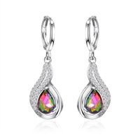 Nouvelle Mode Simple Personnalité Coloré Goutte D&#39;eau Pendentif Boucles D&#39;oreilles Tempérament Diamant Coloré Diamant Alliage Boucles D&#39;oreilles Nihaojewelry Gros sku image 1