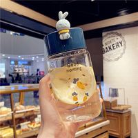 Creative Fresh Forest Bunny Glass Female Student Portable Cute Water Cup Nihaojewelry Wholesale sku image 1