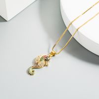 Fashion New Trend  Copper Inlaid Color Zircon Sea Horse Pendant  Necklace Nihaojewelry Wholesale main image 6
