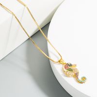 Fashion New Trend  Copper Inlaid Color Zircon Sea Horse Pendant  Necklace Nihaojewelry Wholesale main image 5