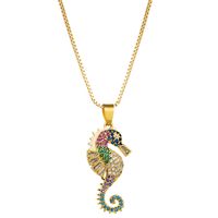 Fashion New Trend  Copper Inlaid Color Zircon Sea Horse Pendant  Necklace Nihaojewelry Wholesale main image 3