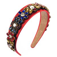 Fashion Headband Female Baroque Style New Hair Accessories Wide-brimmed Color Rhinestone Flower Headband Wholesale Nihaojewelry main image 3