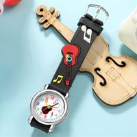 Reloj De Dibujos Animados En 3d Patrón De Guitarra En Relieve Banda De Plástico Reloj Para Niños Ventilador Literario Niño Niña Estudiante Reloj main image 6