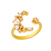 Fashion New Simple  Bohemian Ring Creative Design  Copper Moon Star Ring Micro-set Zircon Ring Nihaojewelry Wholesale sku image 1