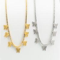 Fashion Trend New High-end Simple Super Flash Butterfly Necklace Ladies Brass White Gold Plated Zircon Fine Clavicle Chain Wholesale Nihaojewelry main image 4