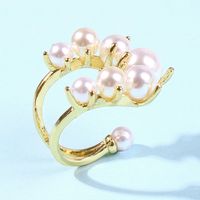 Fashion Niche Design Pearl Ring Trend Semi-open Creative Alloy Ring Wholesale Niihaojewelry main image 2