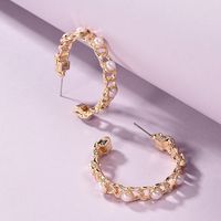 Fashion New Creative Hollow C-shaped Earrings Personality Niche Design Alloy Pearl Earrings Wholesale Nihaojewelry main image 4