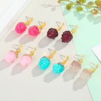 Korean Jewelry Imitation Natural Stone Earrings Bayberry Ball Earrings Retro Ice Flower Ball Resin Earrings Wholesale Nihaojewelry main image 5