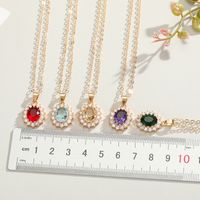 Fashion Jewelry Exquisite Oval Crystal Zircon Necklace New Temperament Micro-set Pendant Necklace Wholesale Nihaojewelry main image 2